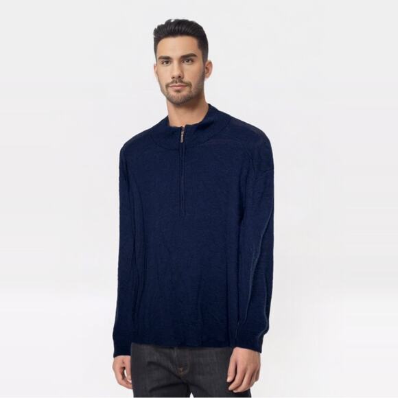 SMARTWOOL Kiva Ridge Half Zip Sweater Navy Blue Merino Wool {3E28} - Picture 1 of 7